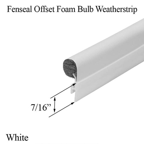Fenseal Offset Foam Bulb Weatherstrip .190 x .400 - White - Fenseal Offset Foam Bulb Weatherstrip .190 x .400 - White