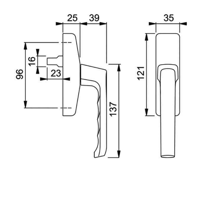 Turn & Tilt Window Handle, Silver, London, Cast Aluminum - Turn & Tilt Window Handle, Silver, London, Cast Aluminum