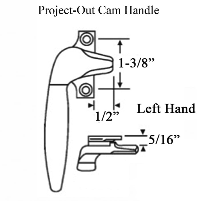 Project-Out Cam Handle, 2 hole 1-3/8 Screw, 1/2