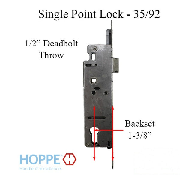 Hoppe Single Point Mortise Lock (SPL) ½ Inch Deadbolt Throw 1-3/8 Inch Backset  - Hoppe Single Point Mortise Lock (SPL) ½ Inch Deadbolt Throw 1-3/8 Inch Backset 