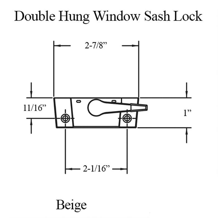 Double or Single Hung Window Sash Lock, 2-1/16