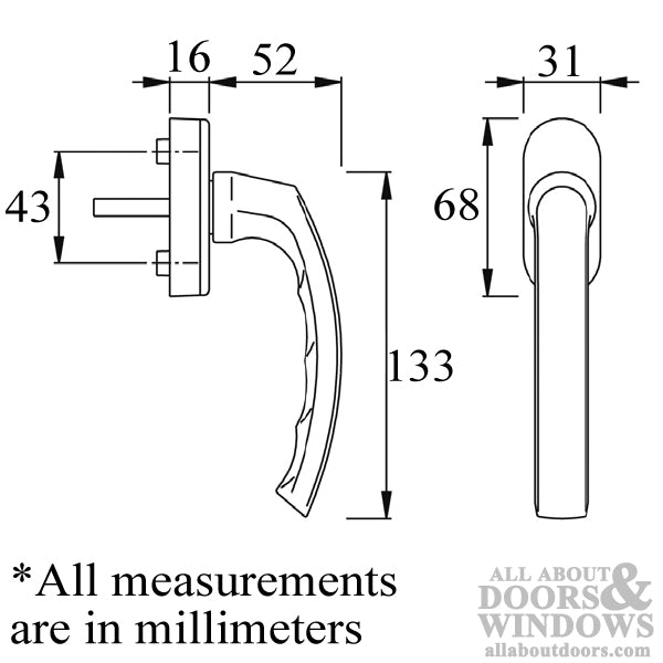 Luxembourg Non-Locking Handle Tilt & Turn Windows  / Balcony Doors - Silver - Luxembourg Non-Locking Handle Tilt & Turn Windows  / Balcony Doors - Silver