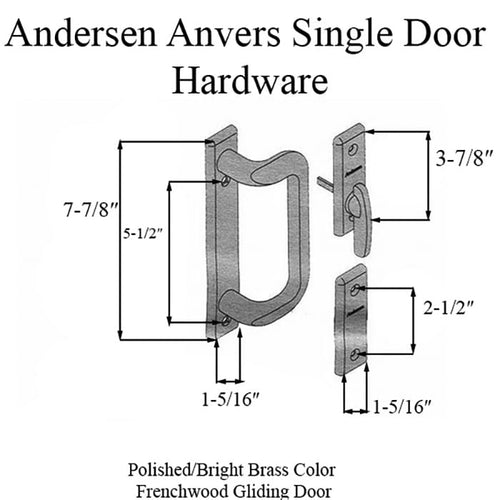 Andersen Frenchwood Gliding Door Trim Hardware, Anvers 2 Panel Interior and Exterior - Bright Brass - Andersen Frenchwood Gliding Door Trim Hardware, Anvers 2 Panel Interior and Exterior - Bright Brass