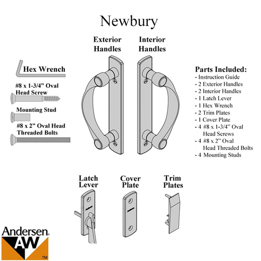 Andersen Newbury Door Handle For Two Panel Sliding Door Satin Nickel - Andersen Newbury Door Handle For Two Panel Sliding Door Satin Nickel