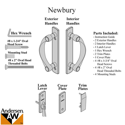 Andersen Newbury Door Handle For Two Panel Sliding Door Satin Nickel - Andersen Newbury Door Handle For Two Panel Sliding Door Satin Nickel