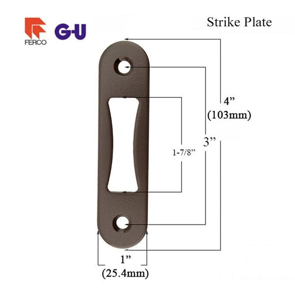 GU Top and Bottom Strike, No Lip for1-3/4 or 2-1/4 Thick Door - Stainless Steel - GU Top and Bottom Strike, No Lip for1-3/4 or 2-1/4 Thick Door - Stainless Steel