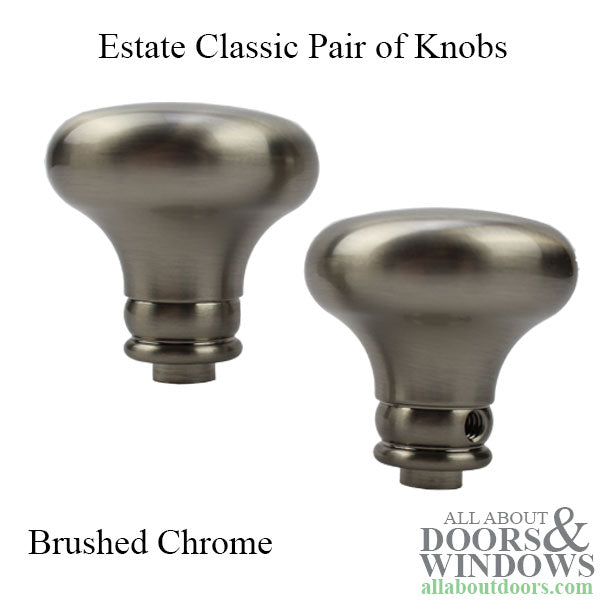 Baldwin Estate Classic Pair of Knobs Brushed Chrome - Baldwin Estate Classic Pair of Knobs Brushed Chrome