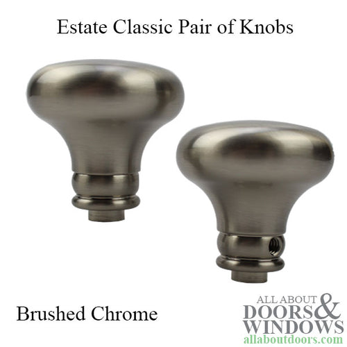 Baldwin Estate Classic Pair of Knobs Brushed Chrome - Baldwin Estate Classic Pair of Knobs Brushed Chrome