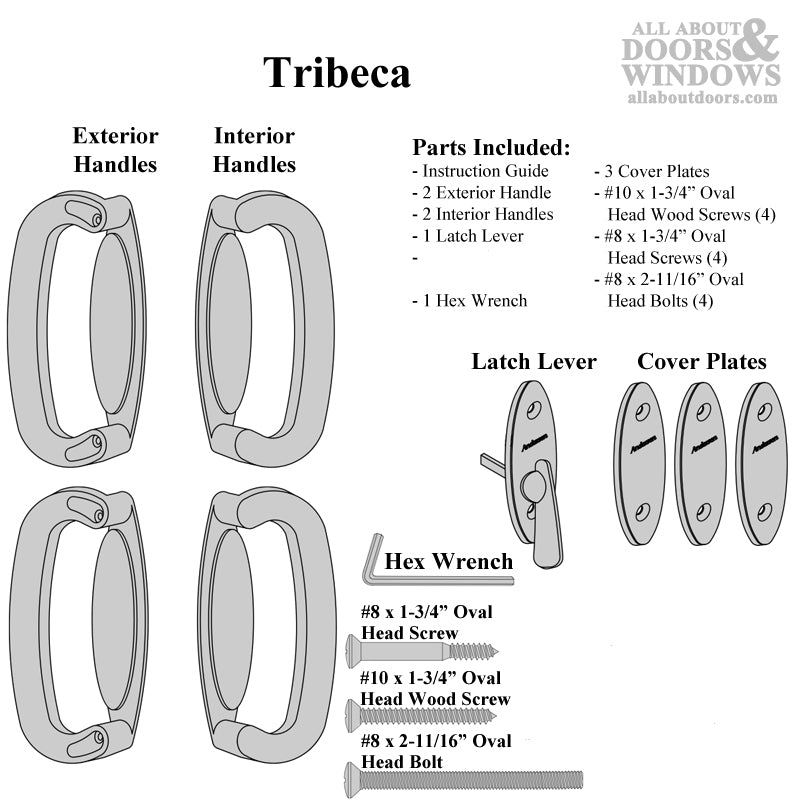 Andersen 4 Panel Gliding Door Tribeca Interior/Exterior Hardware Set - White - Andersen 4 Panel Gliding Door Tribeca Interior/Exterior Hardware Set - White