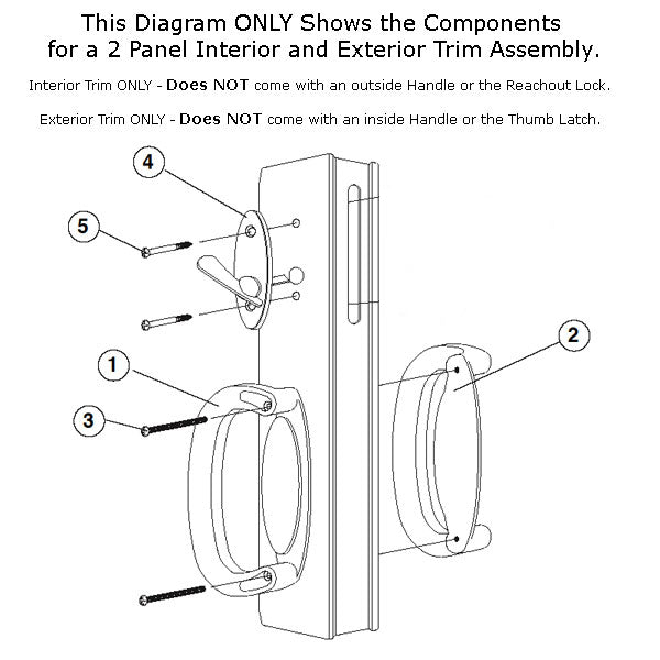 Andersen 4 Panel Gliding Door Tribeca Interior/Exterior Hardware Set - White - Andersen 4 Panel Gliding Door Tribeca Interior/Exterior Hardware Set - White