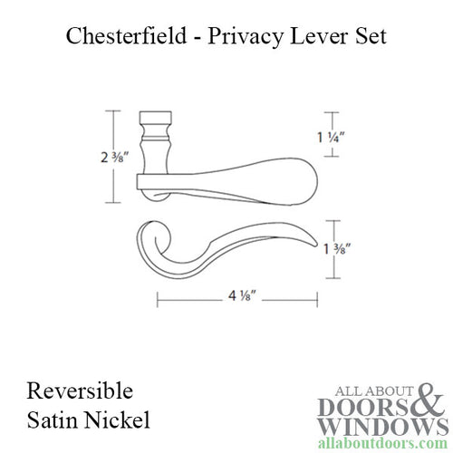 Ashley Norton - Chesterfield - Privacy Lever Set - Round Rose - Reversible - Satin Nickel - Ashley Norton - Chesterfield - Privacy Lever Set - Round Rose - Reversible - Satin Nickel