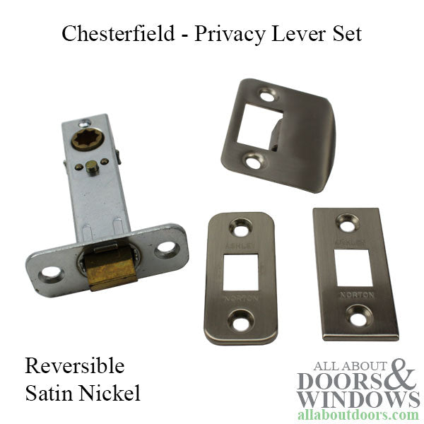 Ashley Norton - Chesterfield - Privacy Lever Set - Round Rose - Reversible - Satin Nickel - Ashley Norton - Chesterfield - Privacy Lever Set - Round Rose - Reversible - Satin Nickel