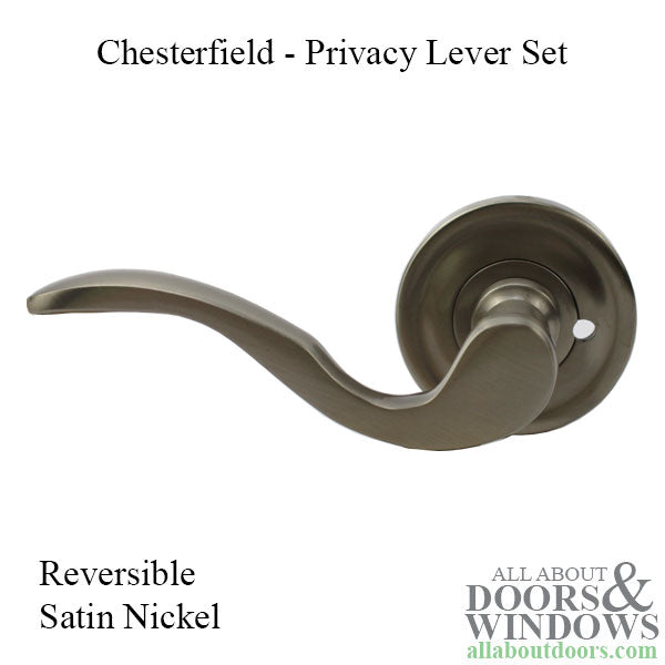 Ashley Norton - Chesterfield - Privacy Lever Set - Round Rose - Reversible - Satin Nickel - Ashley Norton - Chesterfield - Privacy Lever Set - Round Rose - Reversible - Satin Nickel