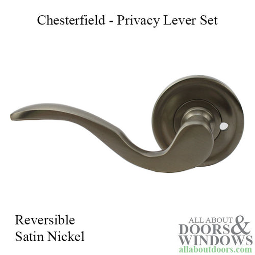 Ashley Norton - Chesterfield - Privacy Lever Set - Round Rose - Reversible - Satin Nickel - Ashley Norton - Chesterfield - Privacy Lever Set - Round Rose - Reversible - Satin Nickel