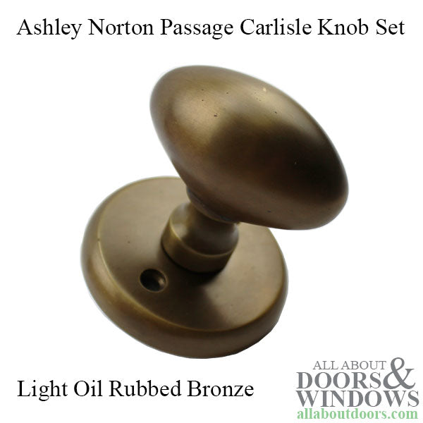BLEMISHED Ashley Norton Passage Carlisle Knob Set - Light Oil Rubbed Bronze - BLEMISHED Ashley Norton Passage Carlisle Knob Set - Light Oil Rubbed Bronze