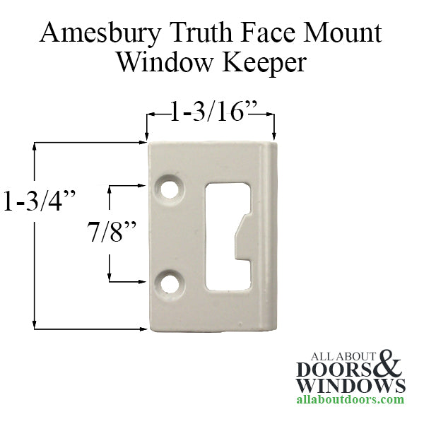 Amesbury Truth Face Mount Window Keeper for Sliding, Single, and Double Hung Windows - Amesbury Truth Face Mount Window Keeper for Sliding, Single, and Double Hung Windows