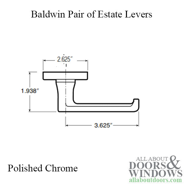 5105 Pair of Estate Levers without Rosettes - Polished Chrome - 5105 Pair of Estate Levers without Rosettes - Polished Chrome