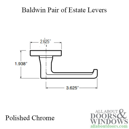 5105 Pair of Estate Levers without Rosettes - Polished Chrome - 5105 Pair of Estate Levers without Rosettes - Polished Chrome