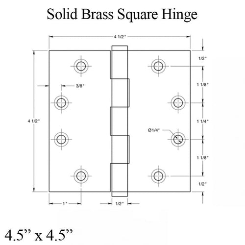 Solid Brass Door Hinges Square Corners Choose Color - Solid Brass Door Hinges Square Corners Choose Color