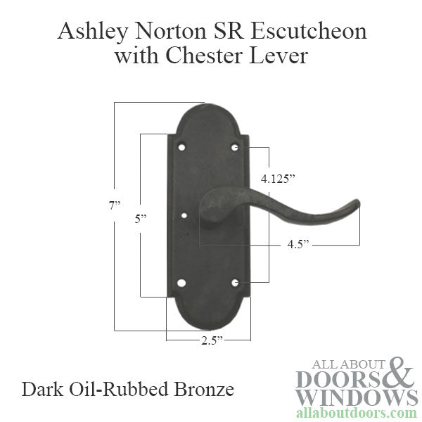 Ashley Norton SR Escutcheon with Chester levers in Oil-Rubbed Bronze - Ashley Norton SR Escutcheon with Chester levers in Oil-Rubbed Bronze