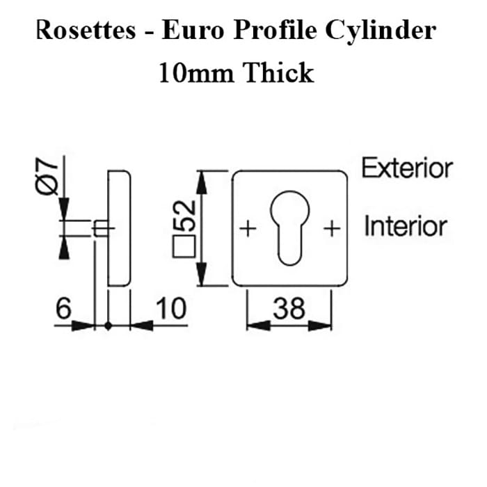 Hoppe Escutcheon/Rosette - 55mm Square, 10mm Thick - Hoppe Escutcheon/Rosette - 55mm Square, 10mm Thick