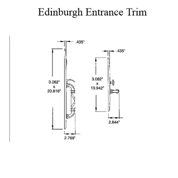 Baldwin Edinburgh Entrance Trim w/5122 Lever - Polished Brass - Left Handed - Baldwin Edinburgh Entrance Trim w/5122 Lever - Polished Brass - Left Handed