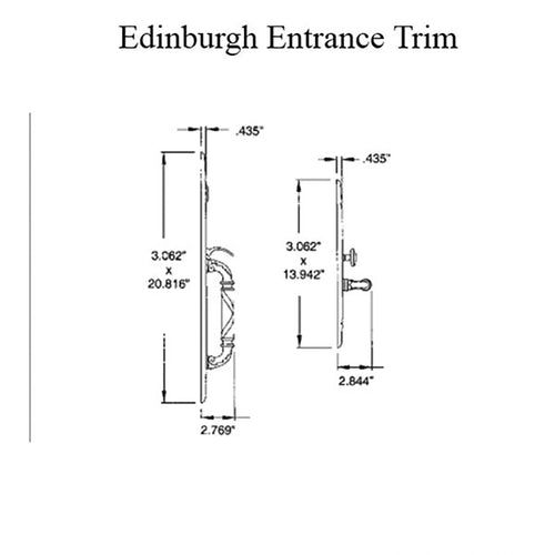 Baldwin Edinburgh Entrance Trim w/5122 Lever - Polished Brass - Left Handed - Baldwin Edinburgh Entrance Trim w/5122 Lever - Polished Brass - Left Handed