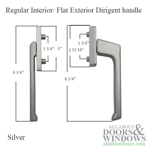 Regular interior/ Flat exterior Dirigent handle + PC Rosettes - Regular interior/ Flat exterior Dirigent handle + PC Rosettes