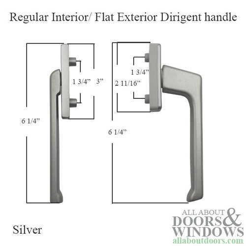 Regular interior/ Flat exterior Dirigent handle + PC Rosettes - Regular interior/ Flat exterior Dirigent handle + PC Rosettes
