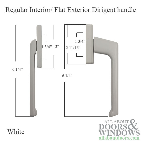 Regular interior/ Flat exterior Dirigent handle + PC Rosettes - Regular interior/ Flat exterior Dirigent handle + PC Rosettes