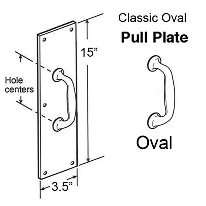3-1/2 x 15 Plate with Classic Oval Pull - 3-1/2 x 15 Plate with Classic Oval Pull