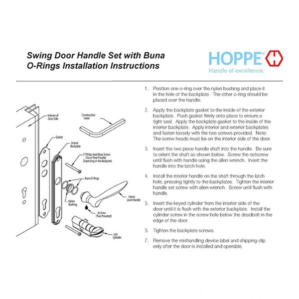 Hoppe Clear Plastic Handle Bushing and Buna Black Rubber O-Ring - Hoppe Clear Plastic Handle Bushing and Buna Black Rubber O-Ring