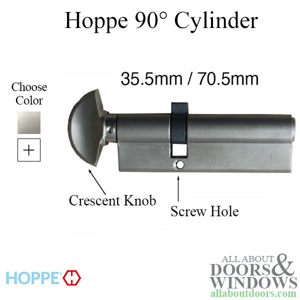 35.5 /70.5mm Hoppe 106mm Keyed Euro Profile Cylinder 90° - 35.5 /70.5mm Hoppe 106mm Keyed Euro Profile Cylinder 90°
