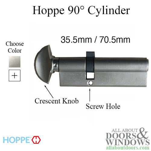 35.5 /70.5mm Hoppe 106mm Keyed Euro Profile Cylinder 90° - 35.5 /70.5mm Hoppe 106mm Keyed Euro Profile Cylinder 90°