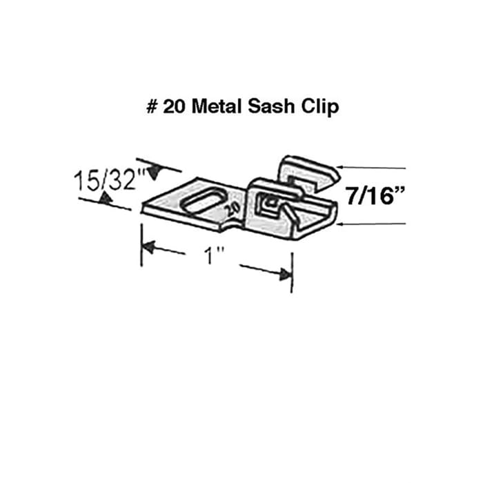 Sash Clip, Metal Bracket, 1 x 15/32 x  7/16,  # 20 - Sash Clip, Metal Bracket, 1 x 15/32 x  7/16,  # 20