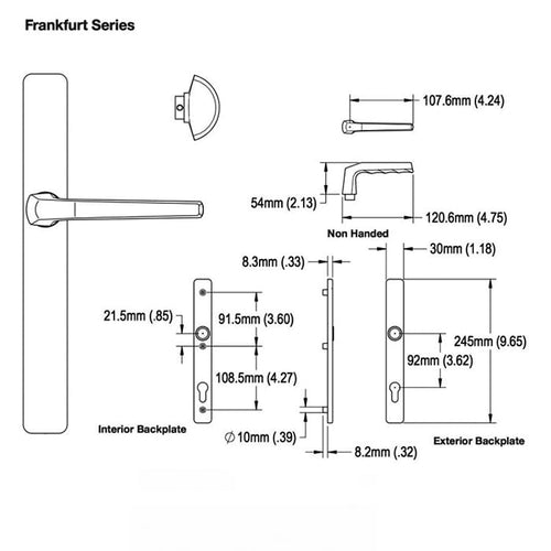 HOPPE Frankfurt A117 / 2246N Active Multipoint Handleset No Cylinder - HOPPE Frankfurt A117 / 2246N Active Multipoint Handleset No Cylinder