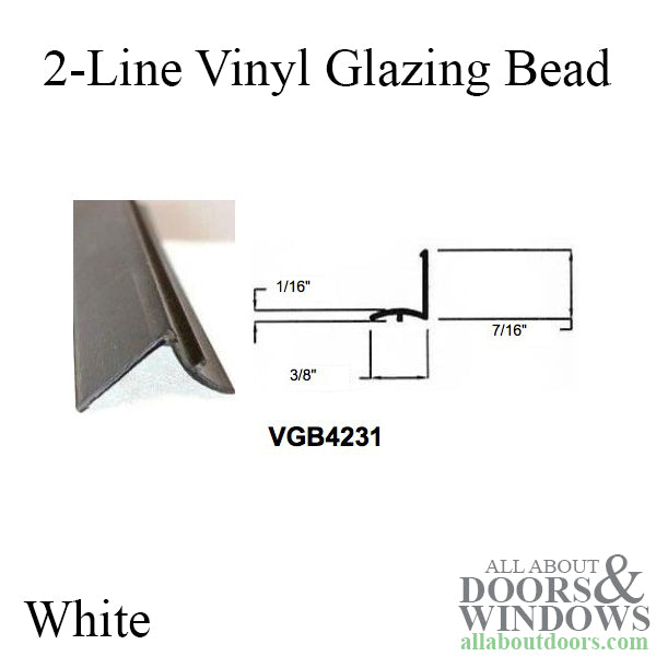 Glazing Bead, Two-Line Shape, VINYL - White - Glazing Bead, Two-Line Shape, VINYL - White