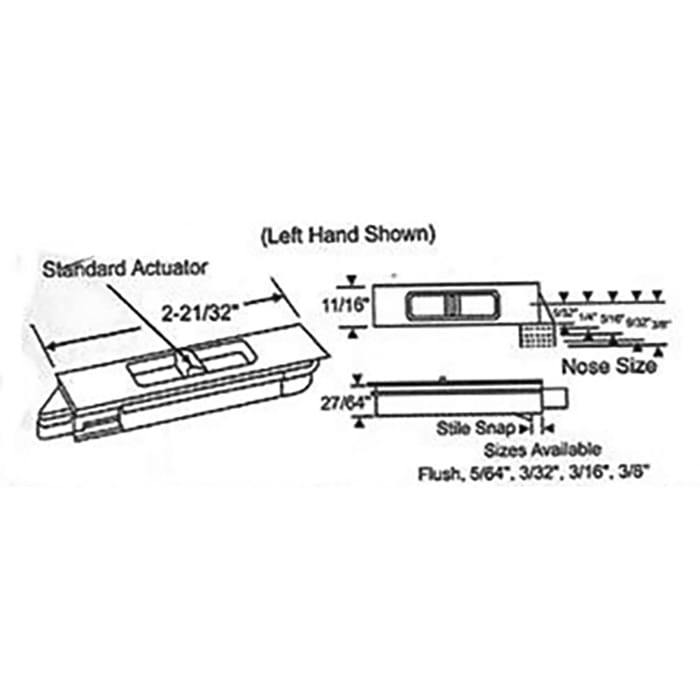Tilt Latch, Slide in Plastic, Left Hand - White - Tilt Latch, Slide in Plastic, Left Hand - White