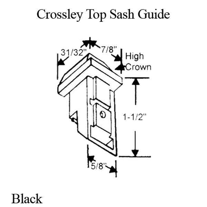 Crossley Top Sash Guide, Plastic - Black - Crossley Top Sash Guide, Plastic - Black