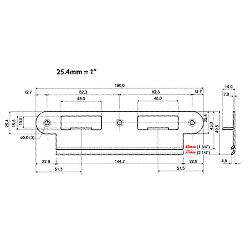 Latch & Deadbolt Strike Plate, 45mm, 1-3/4