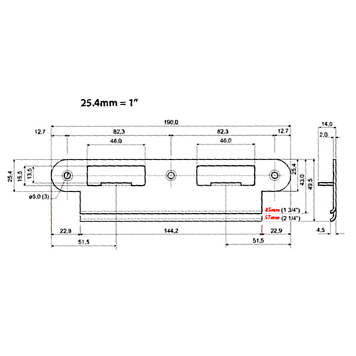 Latch & Deadbolt Strike Plate, 45mm, 1-3/4