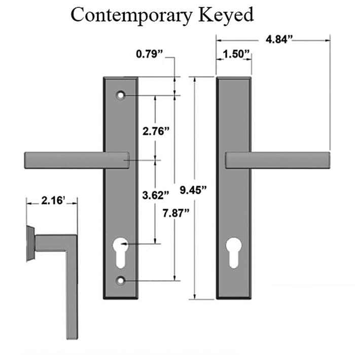 Contemporary Active Keyed Multipoint Lock Door Handle Set - Contemporary Active Keyed Multipoint Lock Door Handle Set