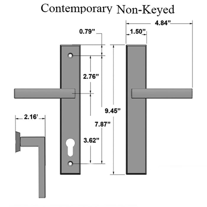 Contemporary Active Non-Keyed Multipoint Lock Door Handle Set - Contemporary Active Non-Keyed Multipoint Lock Door Handle Set