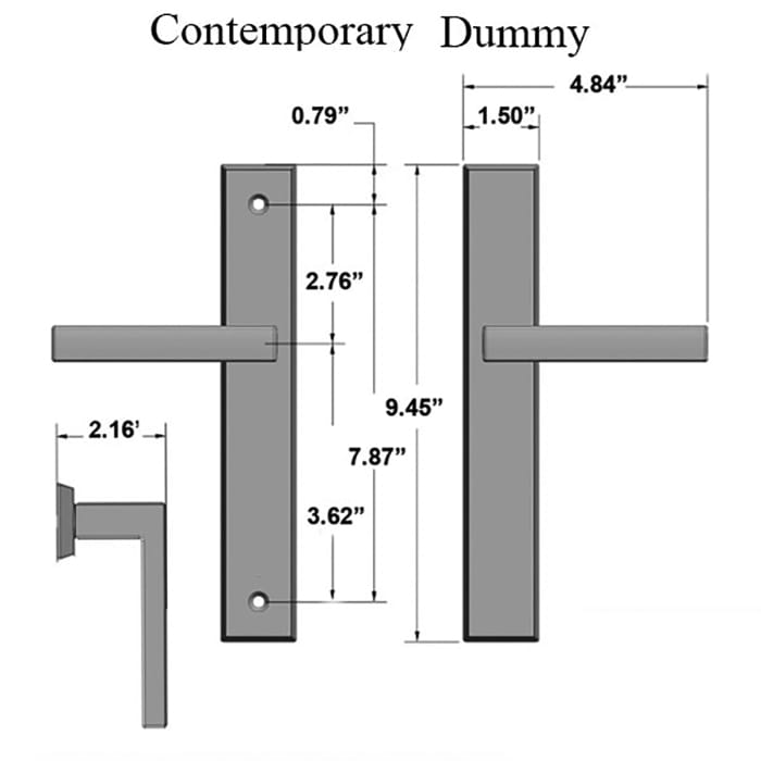 Contemporary Dummy Multipoint Lock Door Handle Set - Contemporary Dummy Multipoint Lock Door Handle Set