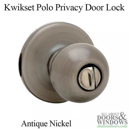 Kwikset Polo Privacy Door Handle New Chassis with 6AL Latch and RCS Strike Antique Nickel