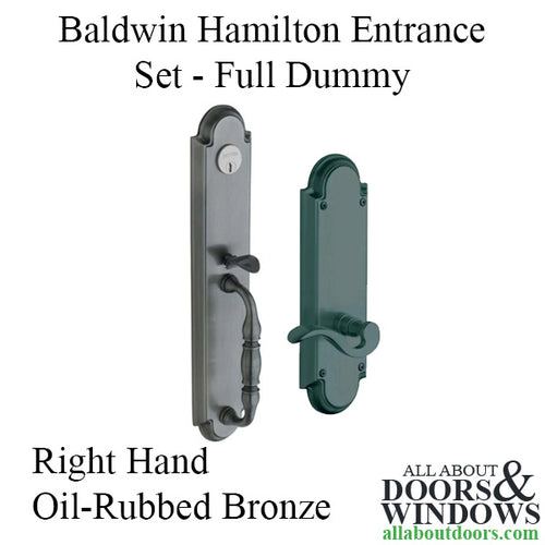 Baldwin Hamilton Entrance Set, Full Dummy, Right Hand - Oil Rubbed Bronze - Baldwin Hamilton Entrance Set, Full Dummy, Right Hand - Oil Rubbed Bronze