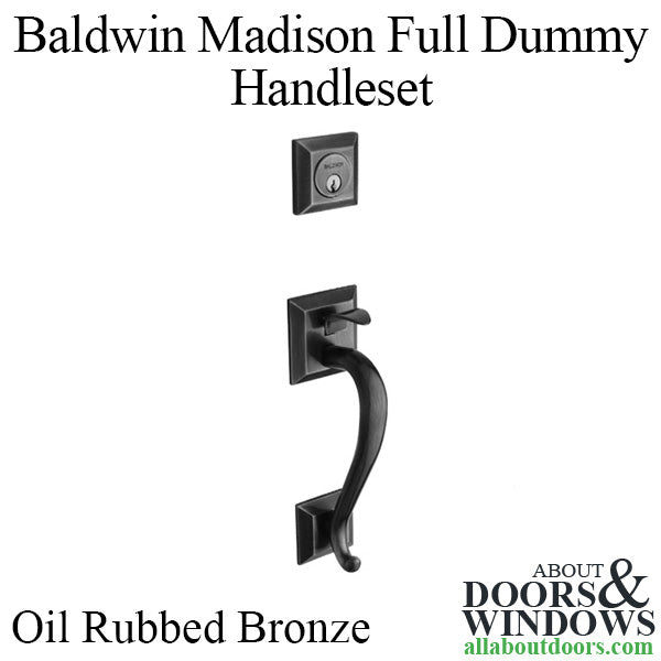 Baldwin Madison Full Dummy Handleset with Classic Interior Knob - Oil Rubbed Bronze - Baldwin Madison Full Dummy Handleset with Classic Interior Knob - Oil Rubbed Bronze