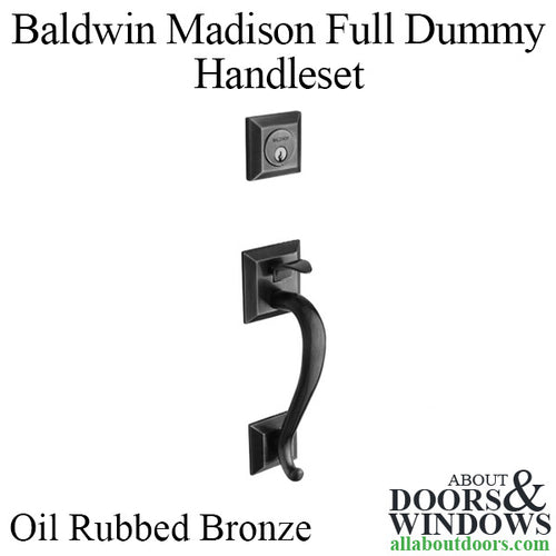 Baldwin Madison Full Dummy Handleset with Classic Interior Knob - Oil Rubbed Bronze - Baldwin Madison Full Dummy Handleset with Classic Interior Knob - Oil Rubbed Bronze