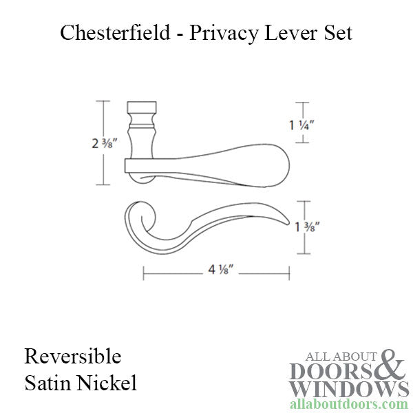 Ashley Norton Chesterfield Privacy Lever Set, Reversible, Round Rose - Satin Chrome - Ashley Norton Chesterfield Privacy Lever Set, Reversible, Round Rose - Satin Chrome