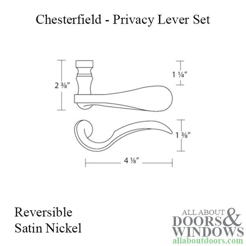 Ashley Norton Chesterfield Privacy Lever Set, Reversible, Round Rose - Satin Chrome - Ashley Norton Chesterfield Privacy Lever Set, Reversible, Round Rose - Satin Chrome